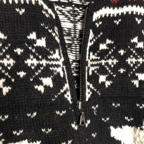 RARE J. JILL Fair Isle Christmas Wool Reindeer Sweater Zip Cardigan SP Holiday - Picture 7 of 8